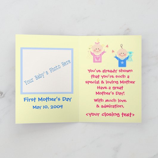 Moederdag moeder van tweeling wenskaart kaart (Binnen)