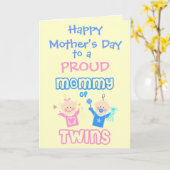 Moederdag moeder van tweeling wenskaart kaart (Gele Bloem)