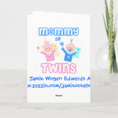Moederdag moeder van tweeling wenskaart kaart (Achterkant)