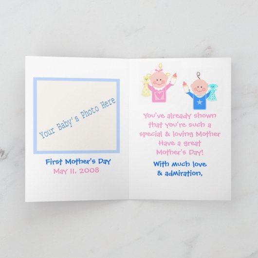 Moederdag moeder van tweeling wenskaart kaart (Binnen)