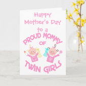Moederdag Moeder van Twin Girls Wenskaart Kaart (Gele Bloem)