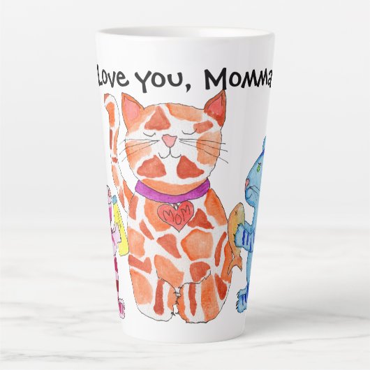 Moederdag Moedercat en Kittens Latte Mok (Voorkant)