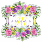 Moederdag Moederdag Zondag Waterverf Monogram Sticker (Voorkant)