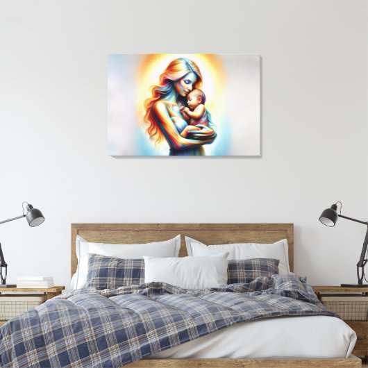 Moederdag moederschap liefde zacht pastel aura canvas afdruk (Insitu (Slaapkamer))