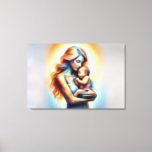 Moederdag moederschap liefde zacht pastel aura canvas afdruk (Voorkant)