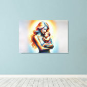 Moederdag moederschap liefde zacht pastel aura canvas afdruk (Insitu (Houten vloer))