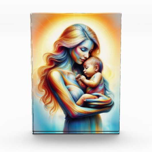 Moederdag moederschap liefde zacht pastel aura fotoblokken (Voorkant)