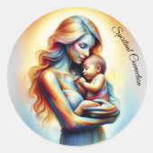 Moederdag moederschap liefde zacht pastel aura ronde sticker (Voorkant)