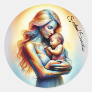 Moederdag moederschap liefde zacht pastel aura ronde sticker