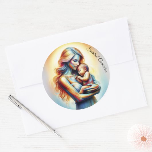 Moederdag moederschap liefde zacht pastel aura ronde sticker (Envelop)