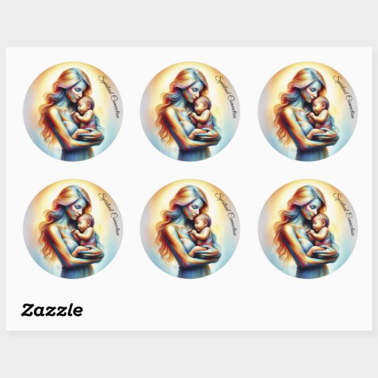 Moederdag moederschap liefde zacht pastel aura ronde sticker (Vel)