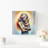 Moederdag moederschap liefde zacht pastel aura vierkante klok (Huis)