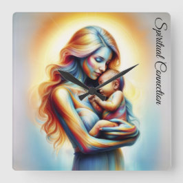 Moederdag moederschap liefde zacht pastel aura vierkante klok