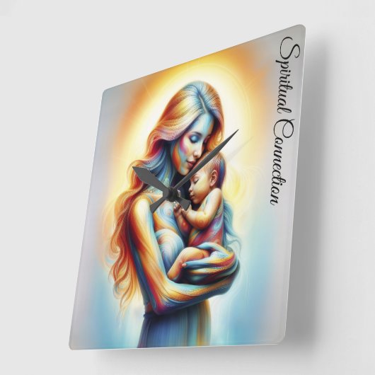 Moederdag moederschap liefde zacht pastel aura vierkante klok (Hoek)