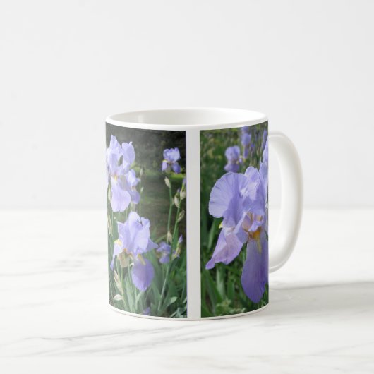 Moederdag Mok met Blauwe Mauve Irises (Voorkant rechts)