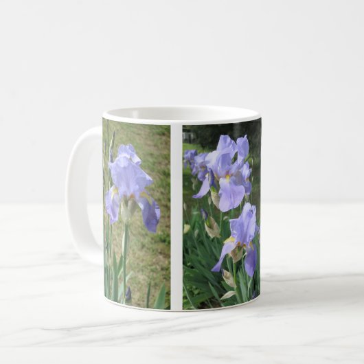 Moederdag Mok met Blauwe Mauve Irises (Voorkant links)