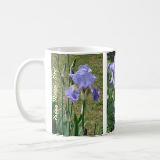 Moederdag Mok met Blauwe Mauve Irises (Links)