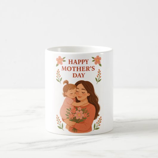 Moederdag Mok Moeder en Dochter Knuffel Illustrati (Center)