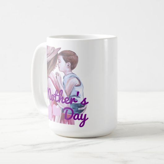 Moederdag Mok, moeder en zoon Koffiemok (Voorkant links)