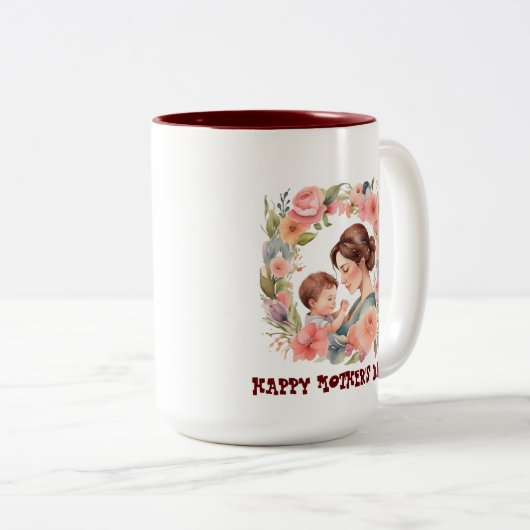 Moederdag Mok| Waterverf stijl Mok voor mama (Voorkant rechts)