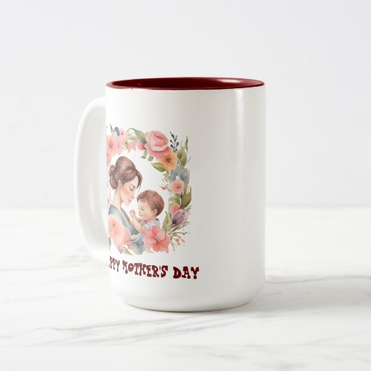 Moederdag Mok| Waterverf stijl Mok voor mama (Voorkant links)