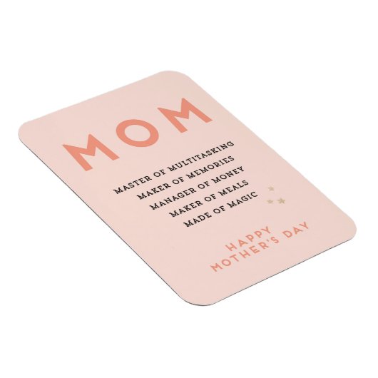 Moederdag MOM acroniem leuke grappige kaart Magneet (Rechterzijde)