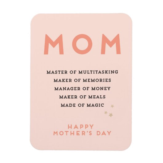 Moederdag MOM acroniem leuke grappige kaart Magneet (Verticaal)
