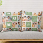 Moederdag MOM Modern Groen 12 Fotocollage Kussen<br><div class="desc">Introductie van het perfecte cadeau voor de beste MAM ooit - een gepersonaliseerd fotocollage kussen! Dit stijlvolle en moderne kussen biedt ruimte voor 12 speciale afbeeldingen, gedurfde MOM in een kleurenblokontwerp, waardoor een uniek en sentimenteel cadeau wordt gecreëerd dat elke moeder zou aanbidden. Met de ruimtes om gepersonaliseerde speciale berichten...</div>