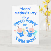 Moederdag Mom of Twin Boys Wenskaart Kaart (Gele Bloem)