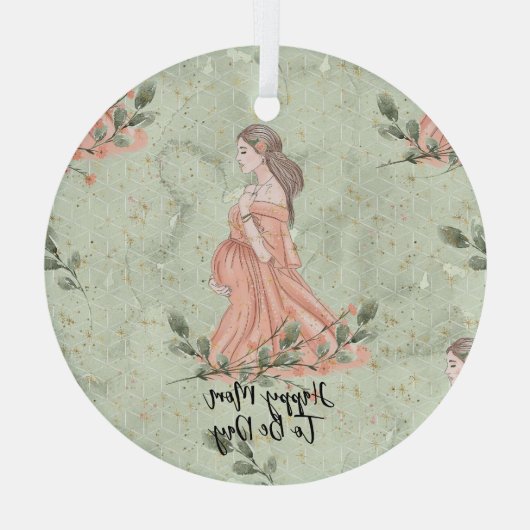 Moederdag Mom-to-be Green Glas Ornament (Achterkant)