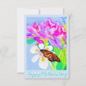 Moederdag Monarch Butterfly, Irises en Orchid (Voorkant)