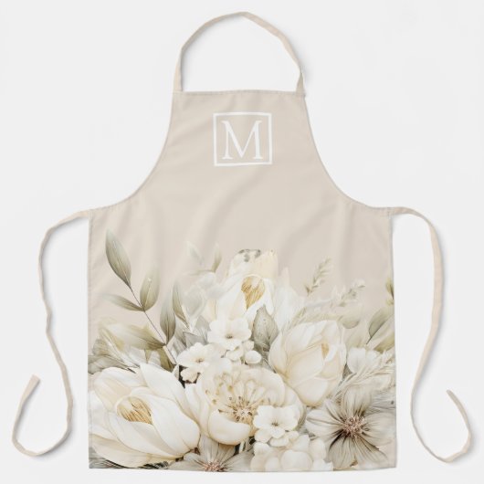 Moederdag monogram bloemstuk maatwerk schort (Voorkant)