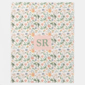 Moederdag Monogram Waterverf Floral Botanisch Fleece Deken (Voorkant)