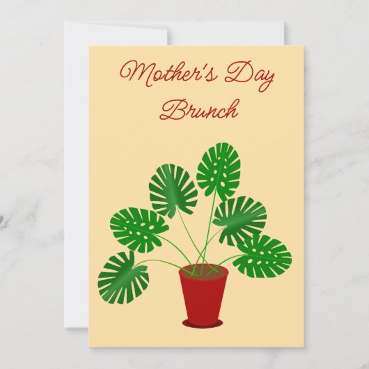 Moederdag Monstera Plant Aangepaste Brunch Kaart (Voorkant)