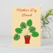 Moederdag Monstera Plant Aangepaste Brunch Kaart (Staand voorkant)