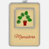 Moederdag Monstera Plant Custom Verzilverd Omlijst Ornament (Voorkant)