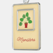 Moederdag Monstera Plant Custom Verzilverd Omlijst Ornament (Links)