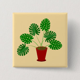 Moederdag Monstera Plant Vierkante Button 5,1 Cm