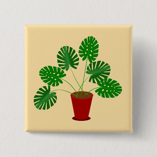Moederdag Monstera Plant Vierkante Button 5,1 Cm (Voorkant)