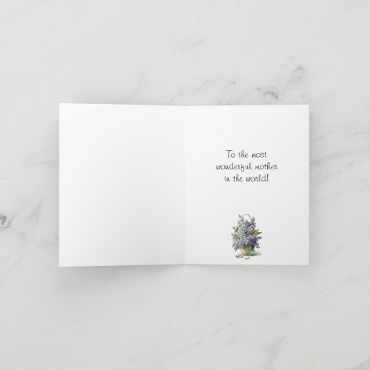 Moederdag: Mooie Paarse Lila Mand Kaart (Binnen)