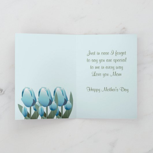Moederdag Mooie Spring Tulip Turquoise Kaart (Binnen)