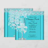 Moederdag Mooie Teal Roze Champagne Brunch 2C Kaart (Voorkant / Achterkant)