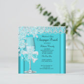 Moederdag Mooie Teal Roze Champagne Brunch 2C Kaart (Staand voorkant)