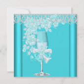 Moederdag Mooie Teal Roze Champagne Brunch 2C Kaart (Achterkant)