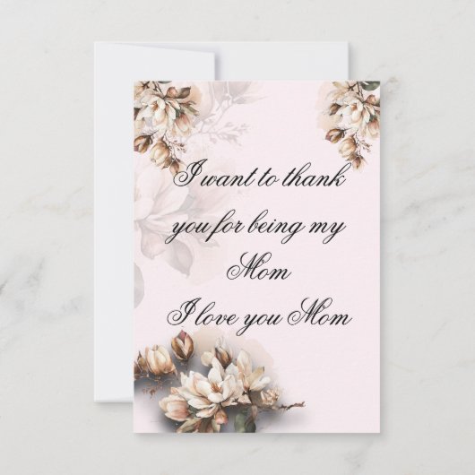 Moederdag Mooie Vintage  Bedankkaart (Achterkant)