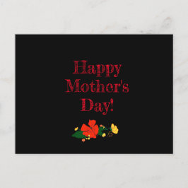 Moederdag motief rode bloemen waterverf zwart briefkaart