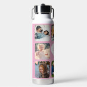 Moederdag Multi Photo Collage Naam Gepersonaliseer Waterfles (Voorkant)