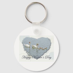 Moederdag Mute Swan Famly Sleutelhanger