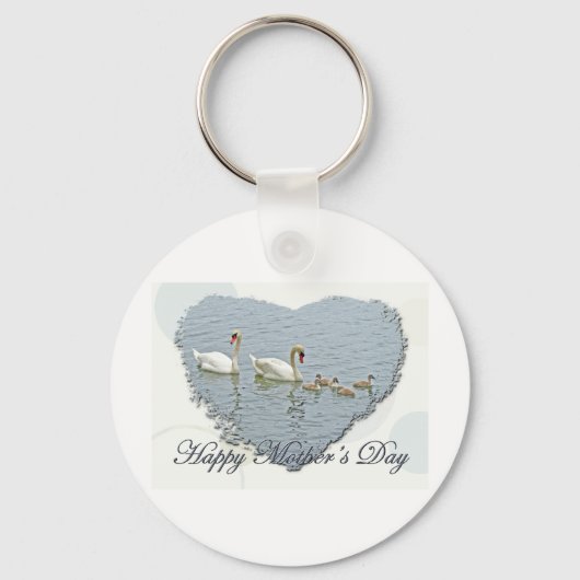 Moederdag Mute Swan Famly Sleutelhanger (Voorkant)