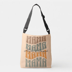 Moederdag Natural Color Mama Kinder Name T-Shirt Crossbody Tas